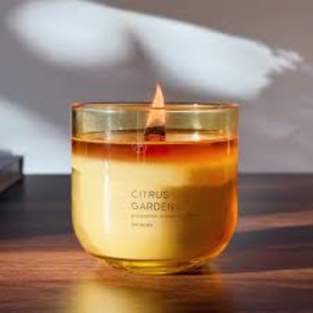 10 OZ CITRUS GARDEN BLACK N GOLD JAR CANDLE 